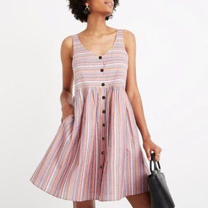 Madewell Scoop Neck Dress in Rainbow Stripe
